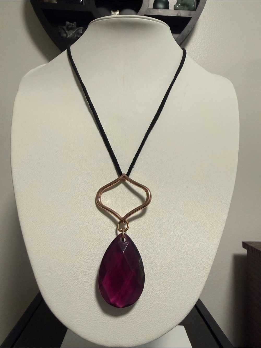 Avon Necklace with Deep Purple Teardrop Pendant